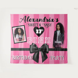 PINK Girly Birthday Party Custom Foto jedes Alter Wandteppich