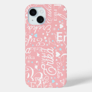 Pink Girly Calligrafy Typografy Name Pattern Case-Mate iPhone Hülle