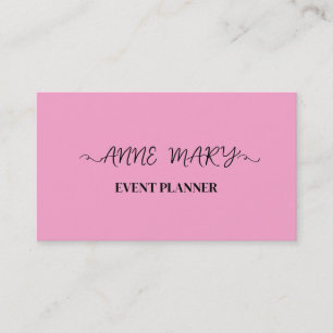 Pink Girly Calligraphy Event Planner Einfache Tren Visitenkarte