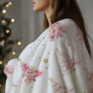 Pink Girly Christmas Tree Fleecedecke