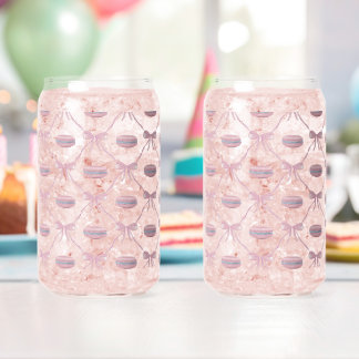 Pink Girly Coquette Bow & Macarons Dosenglas