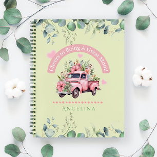 Pink Girly Coquette Floral Truck ruft Mama an Notizbuch