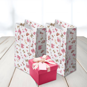 Pink Girly Cowgirl Boots Bows Coquette Muster Kleine Geschenktüte