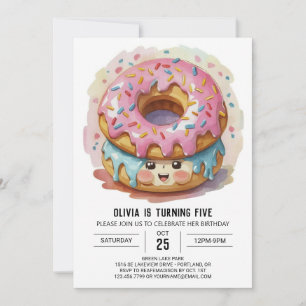 Pink Girly Donuts Geburtstag Einladung