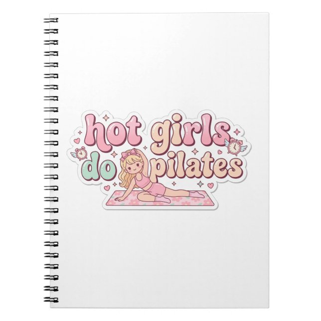 Pink Girly Fitness Planner, Pilates Girl Gift Notizblock (Vorderseite)