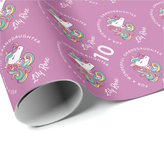 Pink Girly Floral Unicorn Magisch Geschenkpapier