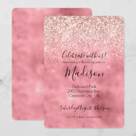 Pink Girly Glam Sparkasse Glitzer Einladung