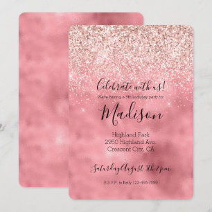 Pink Girly Glam Sparkasse Glitzer Einladung