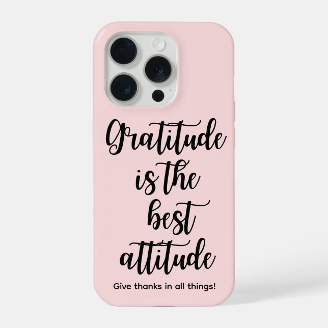 Pink Girly Gratitude iPhone 15 Phone Case Hülle (Rückseite)