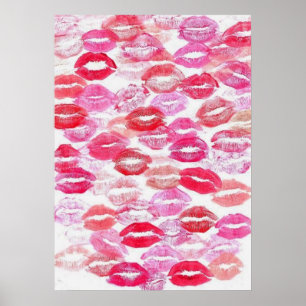Pink Girly Kisses Poster
