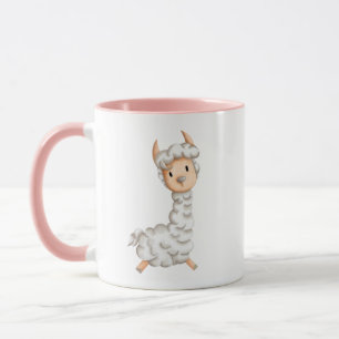 Pink Girly Llama Zeichnend Tasse