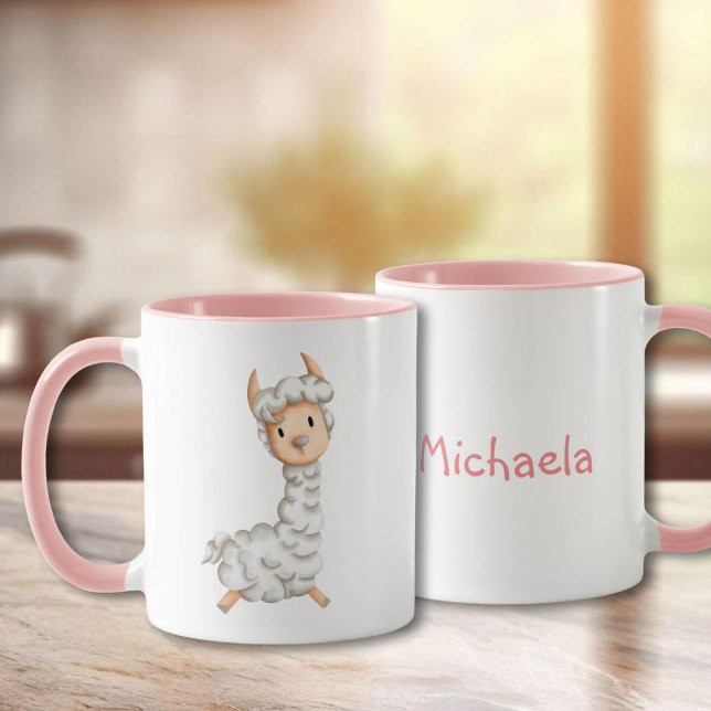 Pink Girly Llama Zeichnend Tasse (Von Creator hochgeladen)
