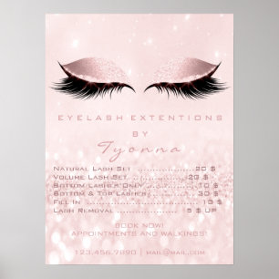 Pink Girly Makeup Eyes Lashes Erweiterungspreise Poster