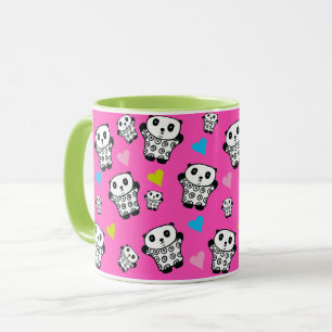 Pink Girly Niedlich Kawaii Panda Bären Liebe Herz Tasse