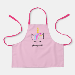 Pink Girly niedliche personalisierte Einhorn Kinde Schürze