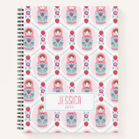Pink Girly Pattern Monogram Spiral Notebook