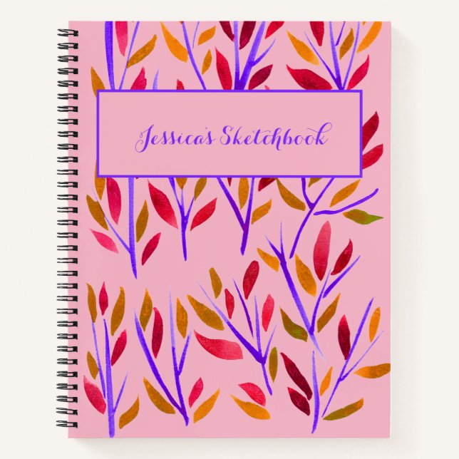 Pink Girly Personalisiert Sketchbook Notizbuch (Vorderseite)