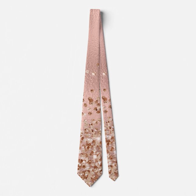 Pink Girly Rose Gold Glitzer Sparkasse Krawatte (Vorderseite)
