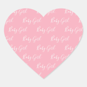 Pink Girly Script Baby Girl Herz-Aufkleber