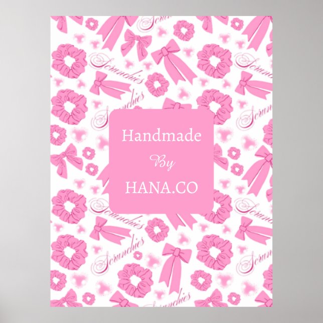 Pink Girly Scrunchies Pattern Cute Hair Accessory  Poster (Vorne)