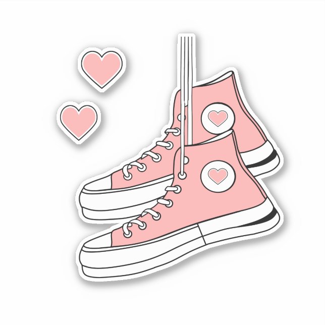 Pink Girly Sneakers Aufkleber (Vorderseite)
