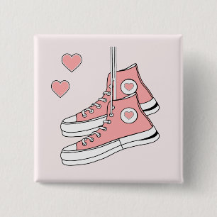 Pink Girly Sneakers Button