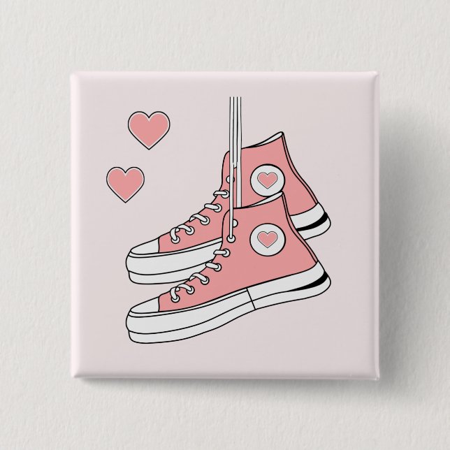 Pink Girly Sneakers Button (Vorderseite)