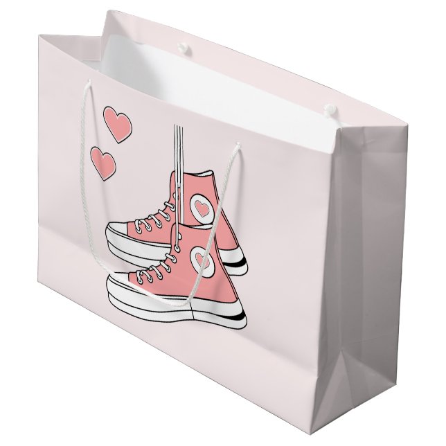 Pink Girly Sneakers Große Geschenktüte (Vorderseite Schrägansicht)