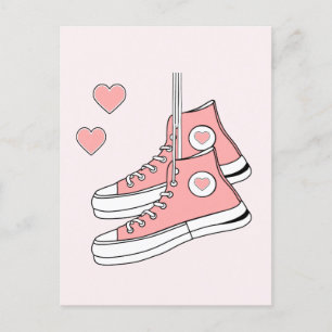 Pink Girly Sneakers Postkarte