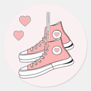 Pink Girly Sneakers Runder Aufkleber
