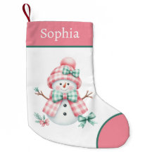 Pink Girly Snowman Weihnachts-Strumpf