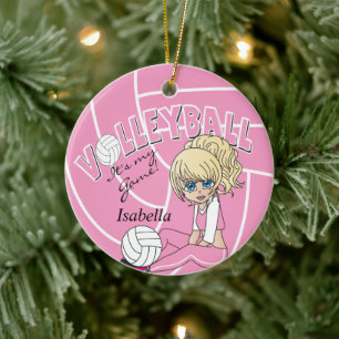 Pink Girly Volleyball Keramikornament