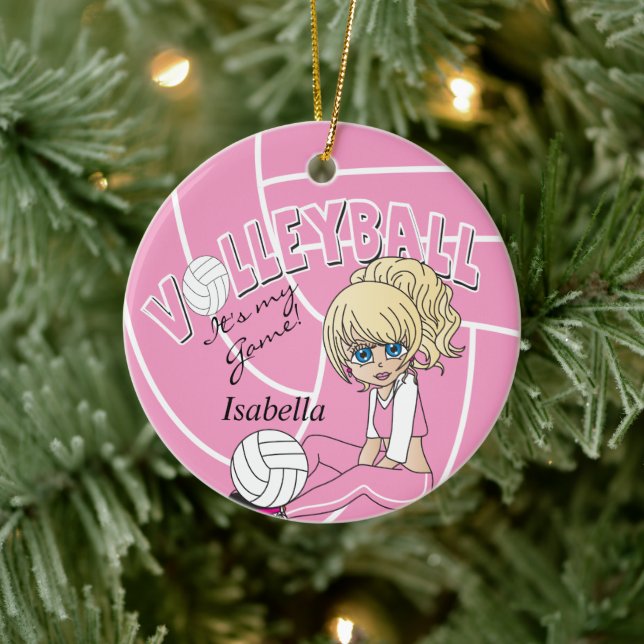 Pink Girly Volleyball Keramikornament (Baum)