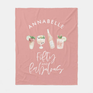 Pink Girly Water Color 50 und fabelhaften Geburtst Fleecedecke