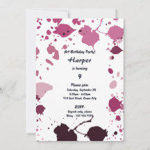 Pink Girs Art Themed 9. Geburtstagsparty Einladung