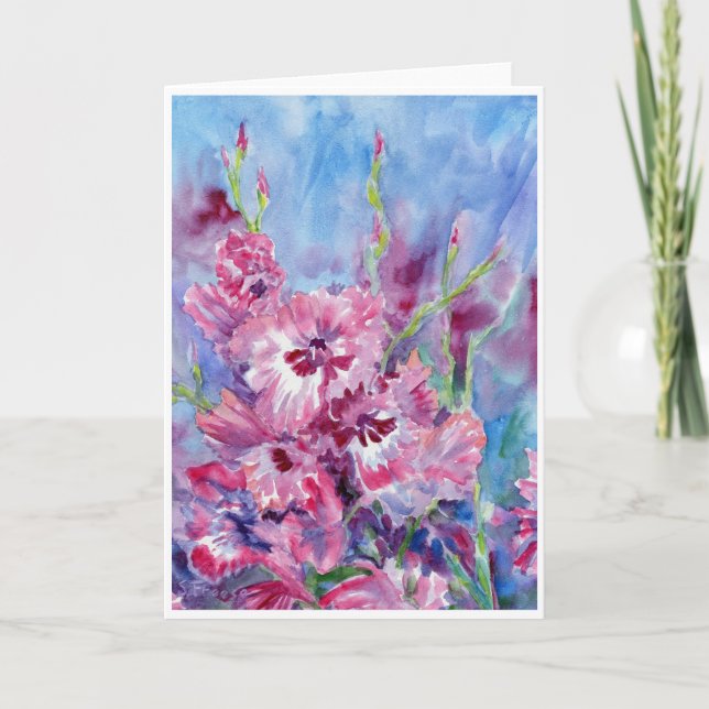 "Pink Gladioli" Blank Notecard Dankeskarte (Vorderseite)