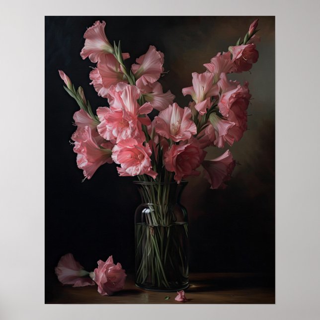 Pink Gladiolus Blume Art Print Poster (Vorne)