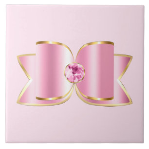 Pink Glam Bow mit Center Gemstone Fliese