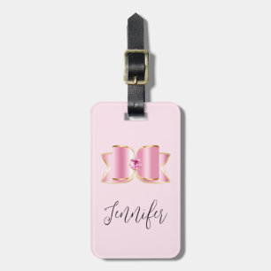 Pink Glam Bow mit Center Gemstone Gepäckanhänger