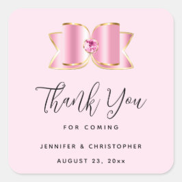 Pink Glam Bow mit einem Center Gem Wedding Vielen  Quadratischer Aufkleber