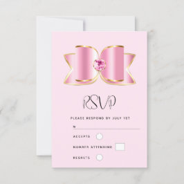 Pink Glam Bow mit einer Mittelsteinzeitung RSVP Karte