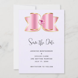 Pink Glam Bow mit einer Mittelsteinzeitung Save The Date