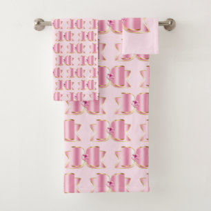 Pink Glam Bow mit Mittelsteingebäude Badhandtuch Set
