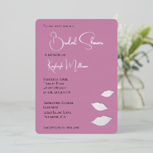 Pink Glam Diamanten Küsse Lippen Brautparty Folieneinladung