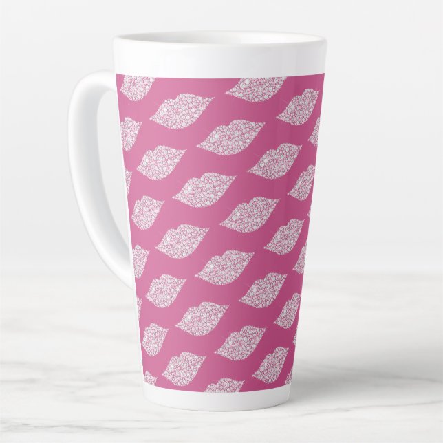 Pink Glam Diamonds Lips Kiss XOXO Milchtasse (Linke Ecke)