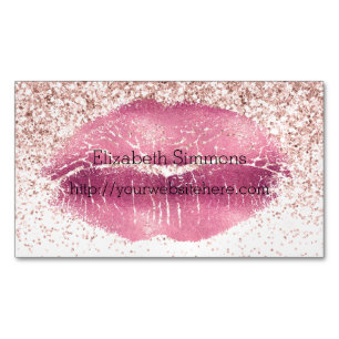 Pink Glam Glitz Glitzer Lippenstufen Magnetische Visitenkarte