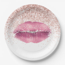 Pink Glam Glitz Glitzer Lippenstufen Pappteller