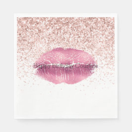 Pink Glam Glitz Glitzer Lippenstufen Serviette
