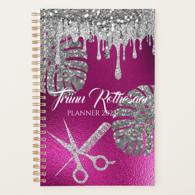 Pink Glam Glitzer Hair Salon Planner Planer (Vorderseite)