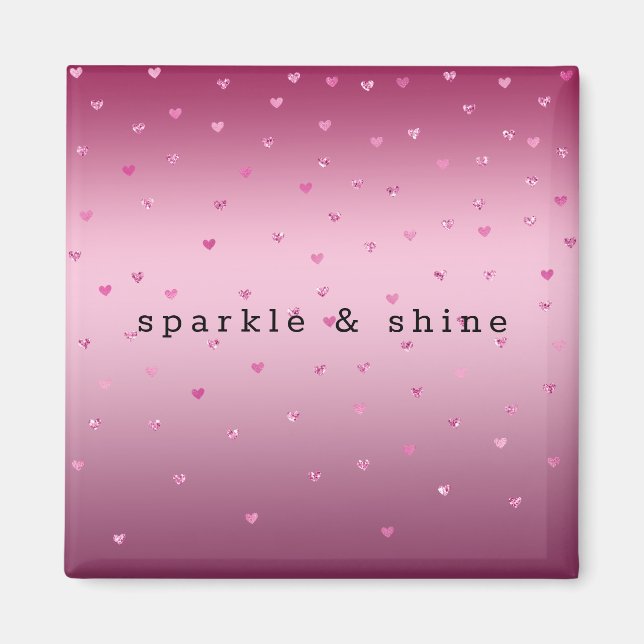 Pink Glam Glitzer Hearts Magnet (Vorne)
